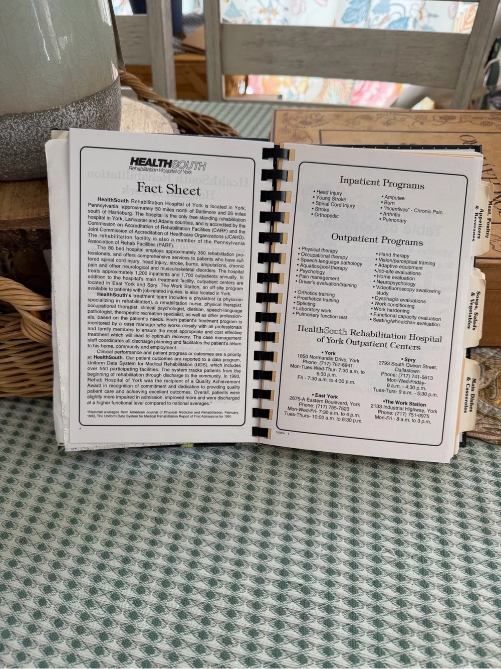 Vintage 90s Rehabulous Recipes Spiral-Bound Cookbook Fruit & Floral Cover